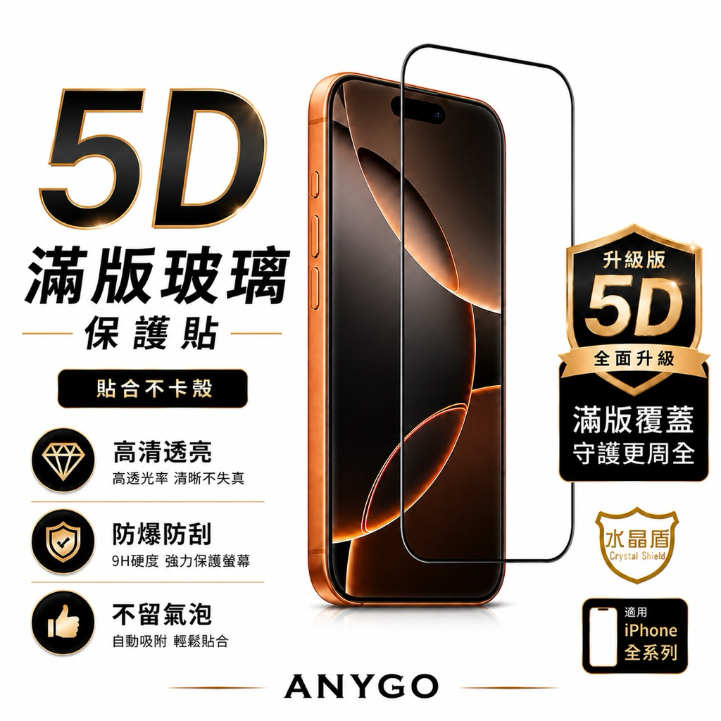 水晶盾 滿版 保護貼 5D強化玻璃貼 適用iPhone 17 16 15 14 13 12 11 Pro Max 7/8