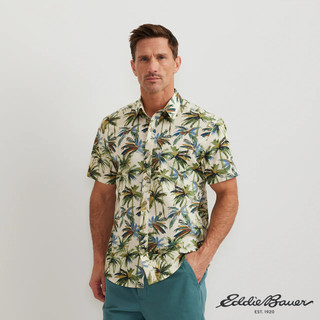 【Eddie Bauer】男性 短袖純棉印花襯衫-淡綠 11601715