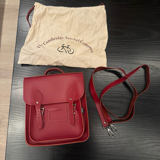 英國購入 Zatchels 牛皮 劍橋兩用包 （背包/肩背） 酒紅 二手
