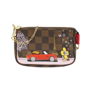 Louis Vuitton 櫻花圖案帆布金鍊小包(N60259-咖)