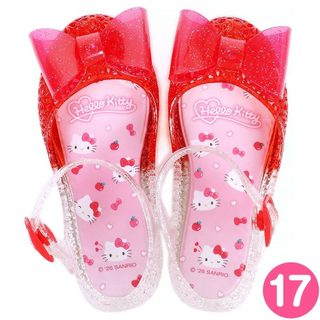 Sanrio 尺寸17 公分 的Hello Kitty系列兒童亮粉果凍涼鞋｜現貨