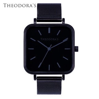 【THEODORA'S】Hebe 簡約方形金屬手錶 方形黑-米蘭黑【希奧朵拉】