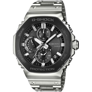 CASIO 卡西歐 G-SHOCK 全金屬八角太陽能藍芽計時錶 手錶-銀x黑 GMC-B2100BT-1A 開學季禮物