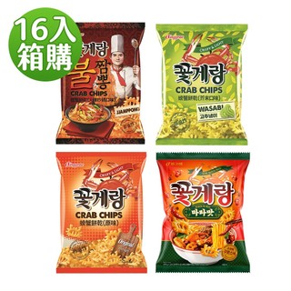【韓味不二】Binggrae螃蟹餅乾16入箱購(原味/芥末/火辣炒碼/醬油螃蟹/麻辣)