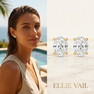 ELLIE VAIL 邁阿密防水珠寶 4爪鑲嵌蛋形切割橢圓鑽耳環 Mylah Oval