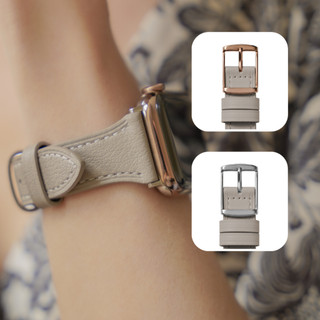 ［現貨］BellaBia ✶ Apple Watch 1-11/Ultra 3/SE 銀河灰 平紋珍藏 真皮 錶帶