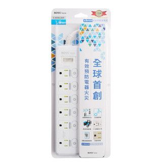[JJ電子］7切6座3P 15A延長線(1.8米)