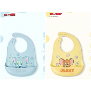 現貨供應中24H出貨🚚TOM & JERRY 湯姆貓與傑利鼠 灰色／黃色 2️⃣款矽膠嬰兒圍兜
