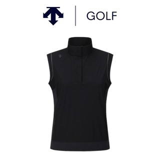 【DESCENTE】GOLF 迪桑特 MILLION DOT HYBRID COVERUP 女士 高爾夫高領背心 黑色