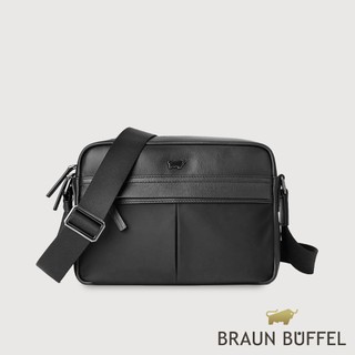 【BRAUN BUFFEL】雷諾瓦-TW1 橫式斜背包-黑色(德國小金牛台灣總代理)/BF707-60A-BK