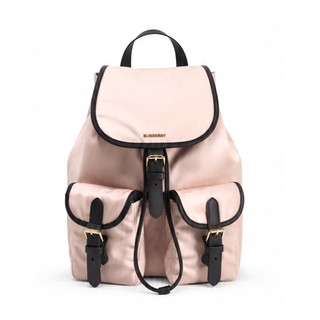 BURBERRY 經典金屬LOGO尼龍束口後背包(粉色)｜100%原廠真品｜JS Maxx官方旗艦館