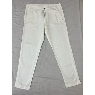 九成新 Massimo Dutti 男 亞麻混紡 Taper fit 白色 窄管 長褲 31腰