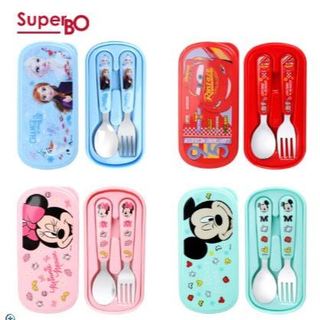 Skater SpuerBO 幼兒不鏽鋼匙叉組(附盒)米奇/米妮/冰雪奇緣/閃電麥坤 兒童餐具 附收納 公司貨 熊娃的家
