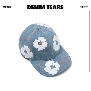 DENIM TEARS COTTON WREATH RAW DENIM CAP WASHED美式潮流 貼布小花朵 棒球帽