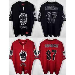 全新限量免運26SS Supreme Spitfire Football Jersey火焰美式足球橄欖球球衣短袖T短T