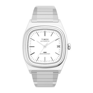 【TIMEX】天美時 1983E系列 自動機械錶 34毫米 不鏽鋼伸縮錶帶腕錶(銀 TXTW2W70800)