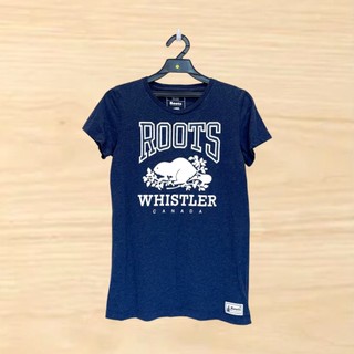 Roots 深藍色大LOGO短袖上衣 小尺碼 S26072524