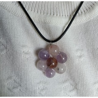 舒俱萊石（Sugilite）花朵鎖骨鍊No.1