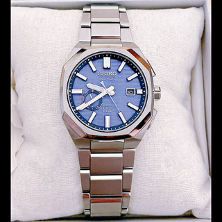 SEIKO 精工 Astron美品限定銀/藍方格八角鈦型號SSJ013J1光動GPS衛星定位自動接受腕錶鈦金屬藍寶石鏡面