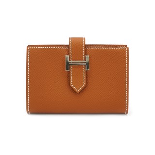 Hermes Bearn Mini Epsom牛皮銀釦零錢卡夾(Gold金棕)