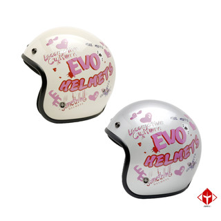 EVO CA-310M 花彩 愛心 多色可選 復古帽 半拆洗 快速插扣 三扣 安全帽 半罩