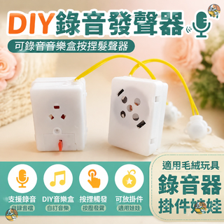 ✨台灣出貨-免運🔥可錄音DIY音樂盒按捏髮聲器毛絨玩具錄音器錶白神器可放掛件娃娃