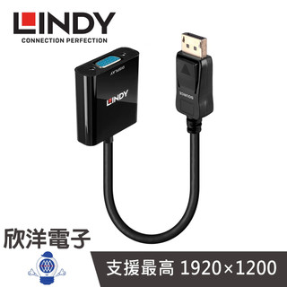 LINDY林帝 DP線1.1 主動式 DISPLAYPORT 公 TO VGA 母 轉接器 (41006 A)