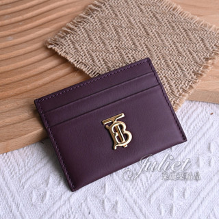 【茱麗葉精品】BURBERRY 8052911 金屬LOGO牛皮隨身證件卡夾.深紫 現貨在台
