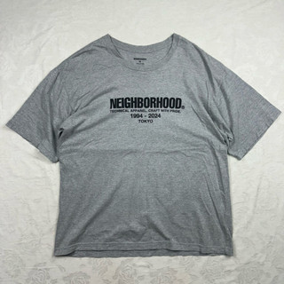 二手 NEIGHBORHOOD 日本製 LOGO 印刷 NH.24SS 灰色 純棉 短袖T-Shirt (Size:M)