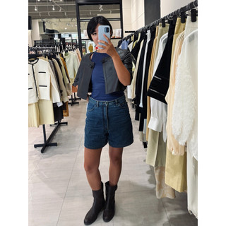 Zara WASHED EFFECT RIB HALTER TOP 水洗效果羅紋無袖背心上衣 Navy S號