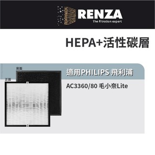 適用 PHILIPS 飛利浦 AC3360/80 毛小奈Lite 空寵物抗敏空氣清淨機 HEPA+活性碳 濾網 濾芯