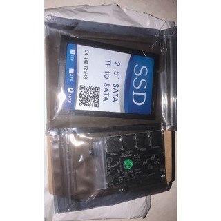 2.5寸TF轉SATA自做SSD固態硬碟全新內詳（速度取決於記憶卡速度Micro-SD 32G+32G在裡面高速記憶卡）