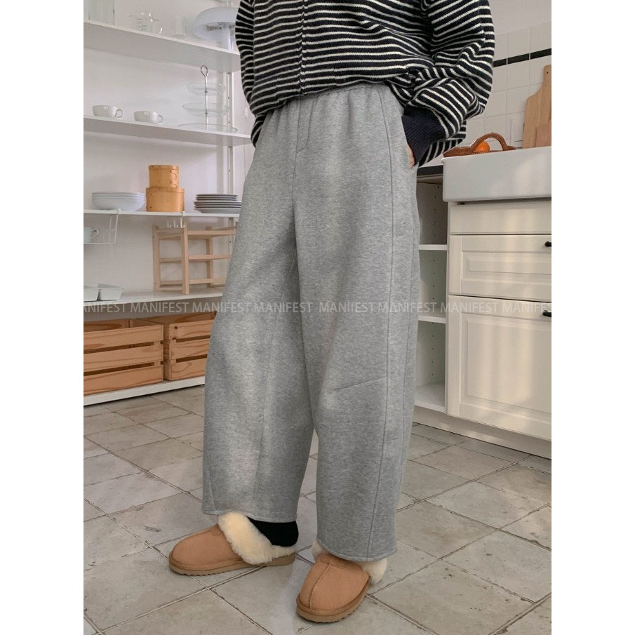 MANIFEST正韓 內磨毛蘿蔔 九分寬褲 韓國女裝 保暖 百搭 休閒個性 顯瘦版型 梨形救星 現貨新品