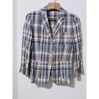 uniqlo ins de la fressage 棉麻格紋外套