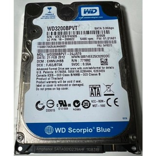 二手良品 WD 藍標 320g 2.5吋 筆電 硬碟 WD3200BPVT