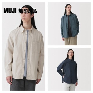 【MUJI 無印良品】男水洗平織布寬鬆襯衫