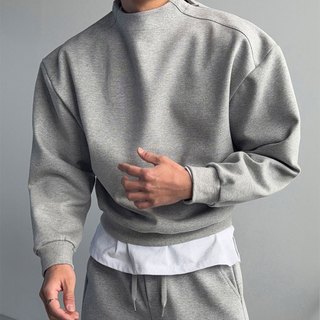 正韓極簡厚磅純棉微立領肩線拉鍊短版衛衣 2色 YUPPIE 預購商品 0209