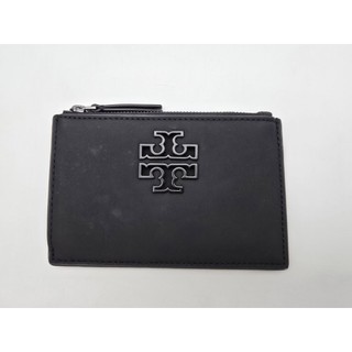 二手Tory Burch（TB)鏤空LOGO消光霧黑卡夾名片夾零錢包