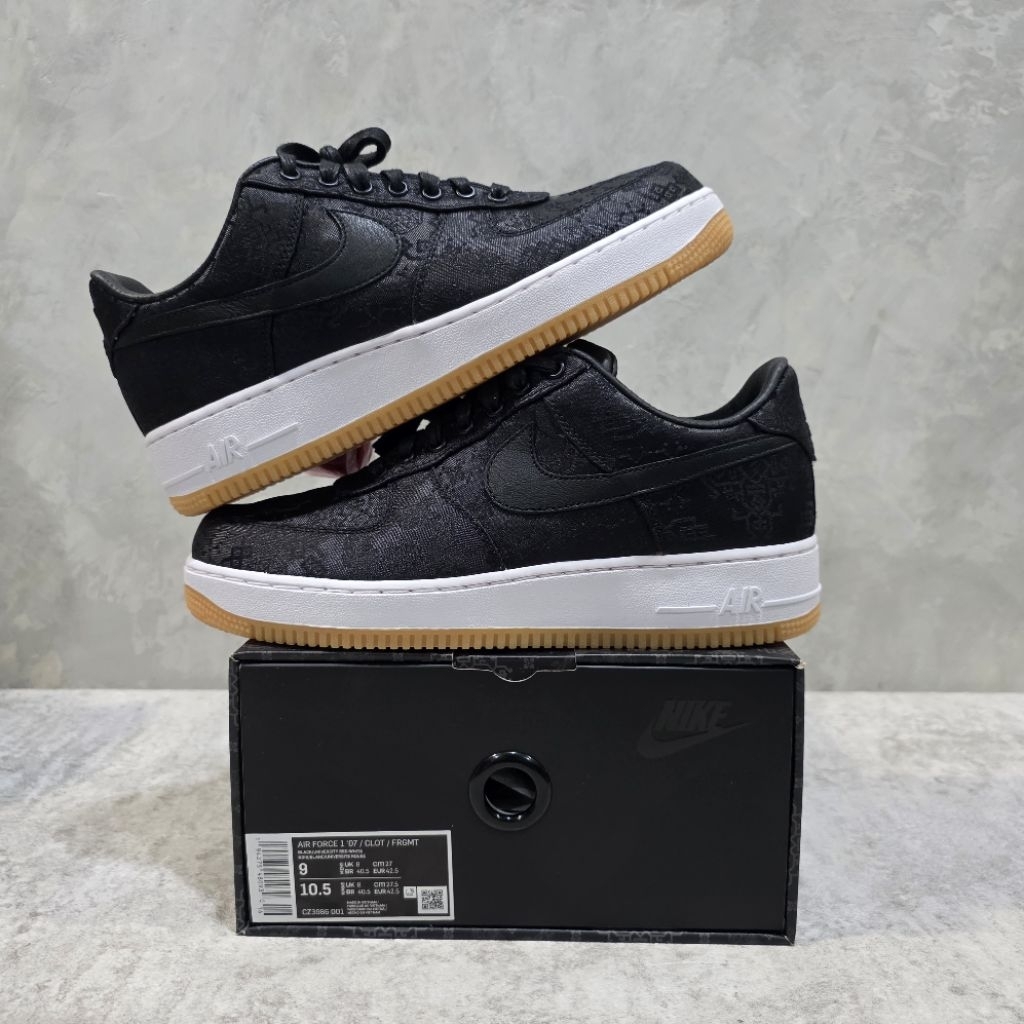 [全新] US9 Nike Air Force 1 x Clot x Fragment 黑絲綢 CZ3986-001