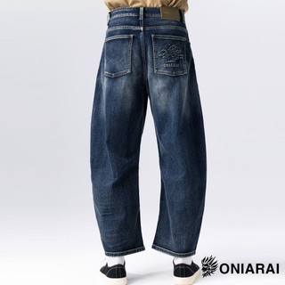 BLUE WAY 鬼洗 ONIARAI - 男款 鋼印青松彈力丹寧牛仔彎刀褲