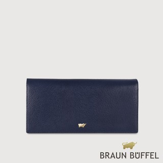 【BRAUN BUFFEL】萊納斯-TW 18卡兩折長夾-深藍色(德國小金牛台灣總代理)/BF891-631-MAR