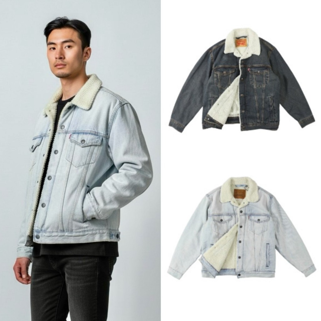 經典單寧 Levis 牛仔厚外套 Premium 水洗刷色 翻領 鋪毛牛仔外套 純棉 厚外套 舖棉@1751