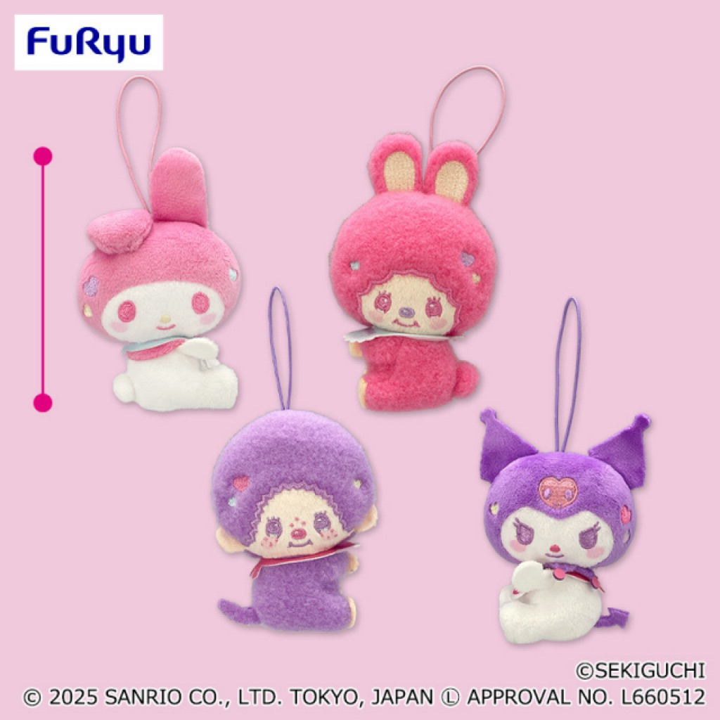 ❤Lika小舖❤夢奇奇 日本帶回 全新正版現貨 monchhichi三麗鷗聯名景品玩偶布偶娃娃吊飾 蒙奇奇 美樂蒂美樂蒂
