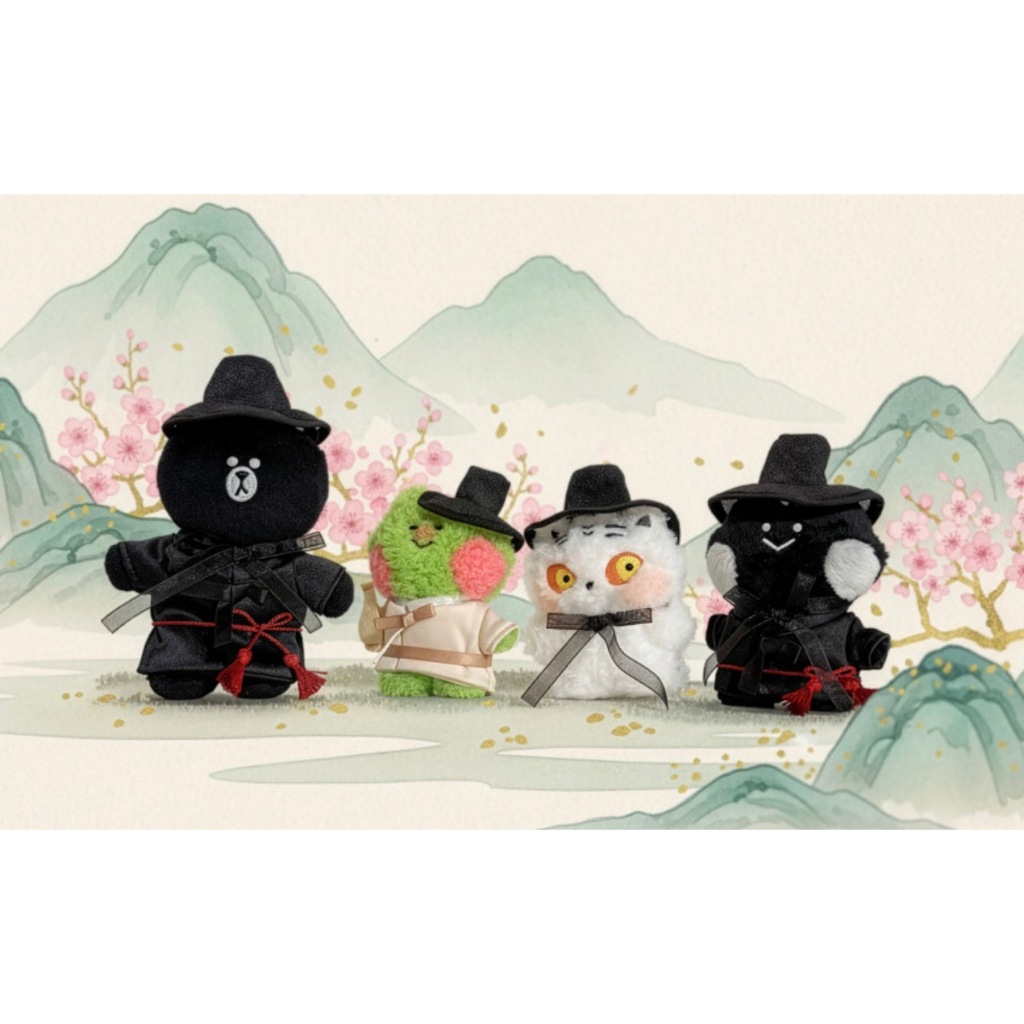 LINE FRIENDS & minini K-SOUVENIR 陰間使者娃娃吊飾 醉客娃娃吊飾 流蘇吊飾 磁鐵 明信片