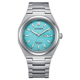 CITIZEN 星辰 GENT'S AW0130-85M 光動能超級鈦腕錶 湖水綠面 39.5mm