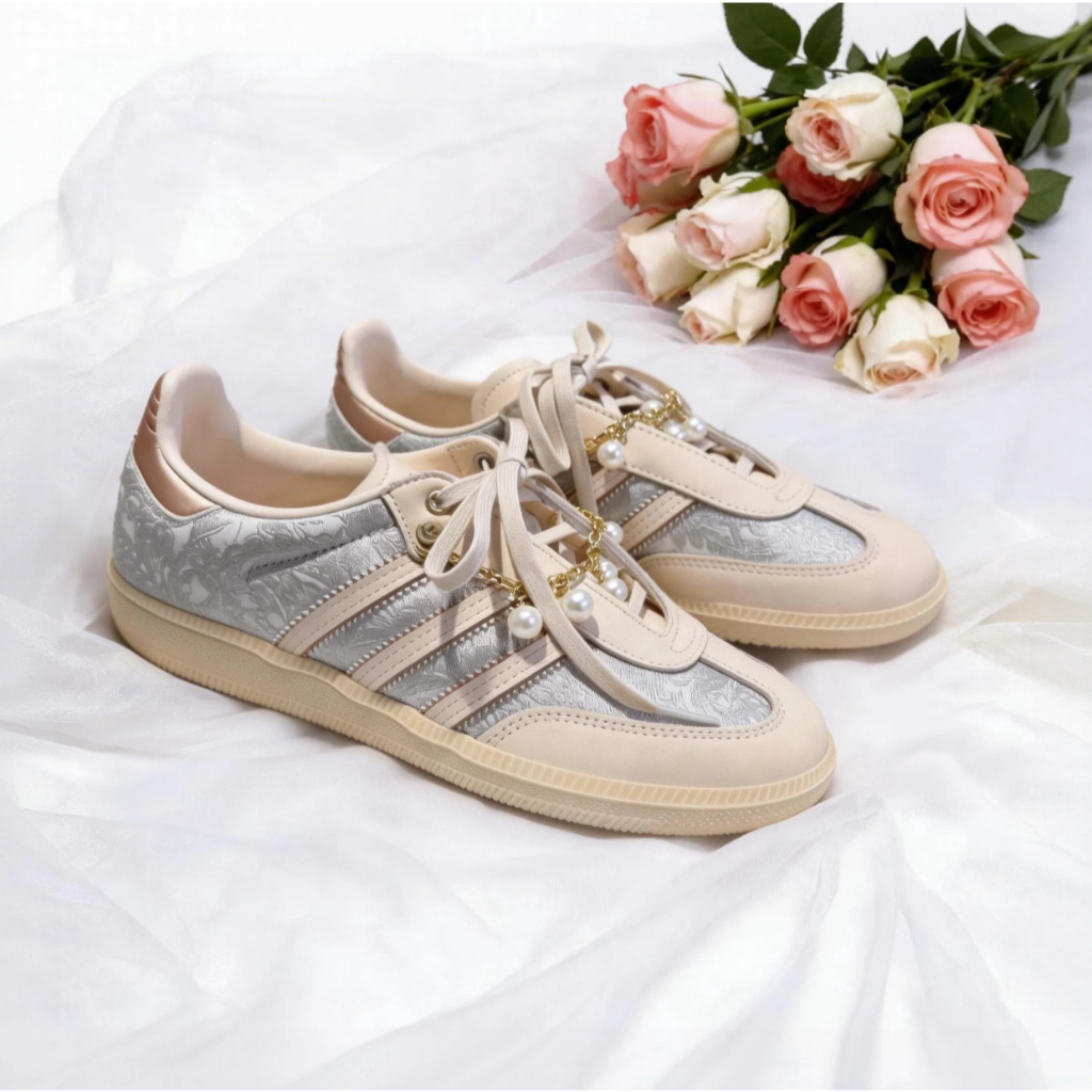 🇯🇵 adidas originals SAMBA OG 宋雨琦同款 芭蕾風 刺繡紋 板鞋 女款 淺灰 JQ2616