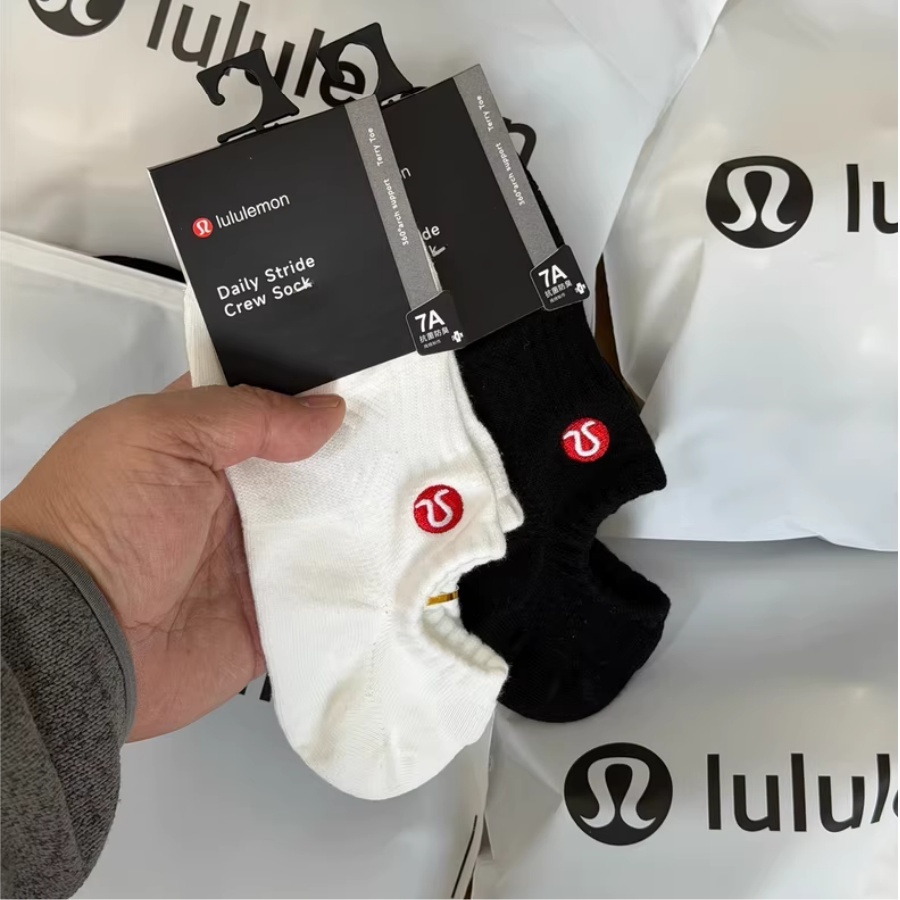 🥇De.Han😊正版 Lululemon 純棉紅標刺綉棉襪 船襪 短襪 隱形襪 透氣吸汗 男女同款