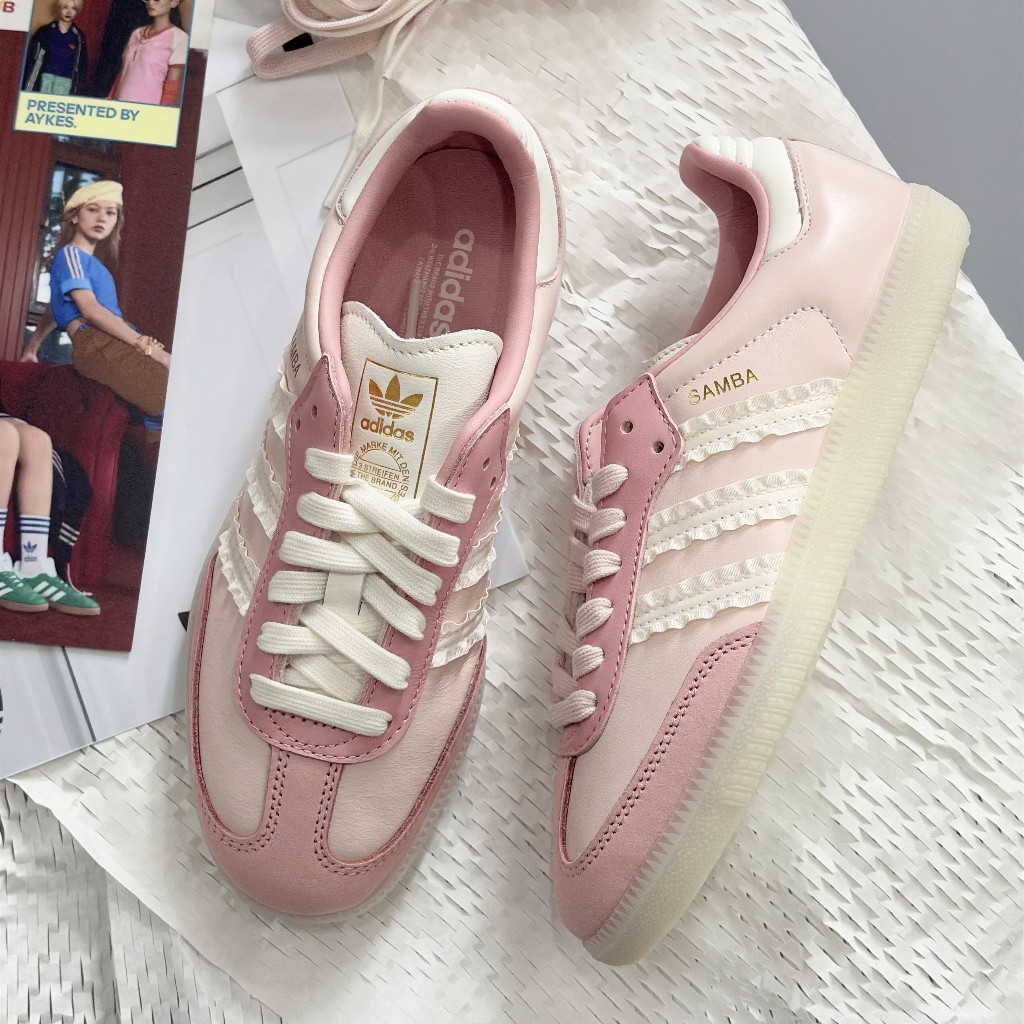 adidas Originals SAMBA OG 運動休閒鞋 德訓鞋 滑板 復古女鞋 粉白 - JR8830