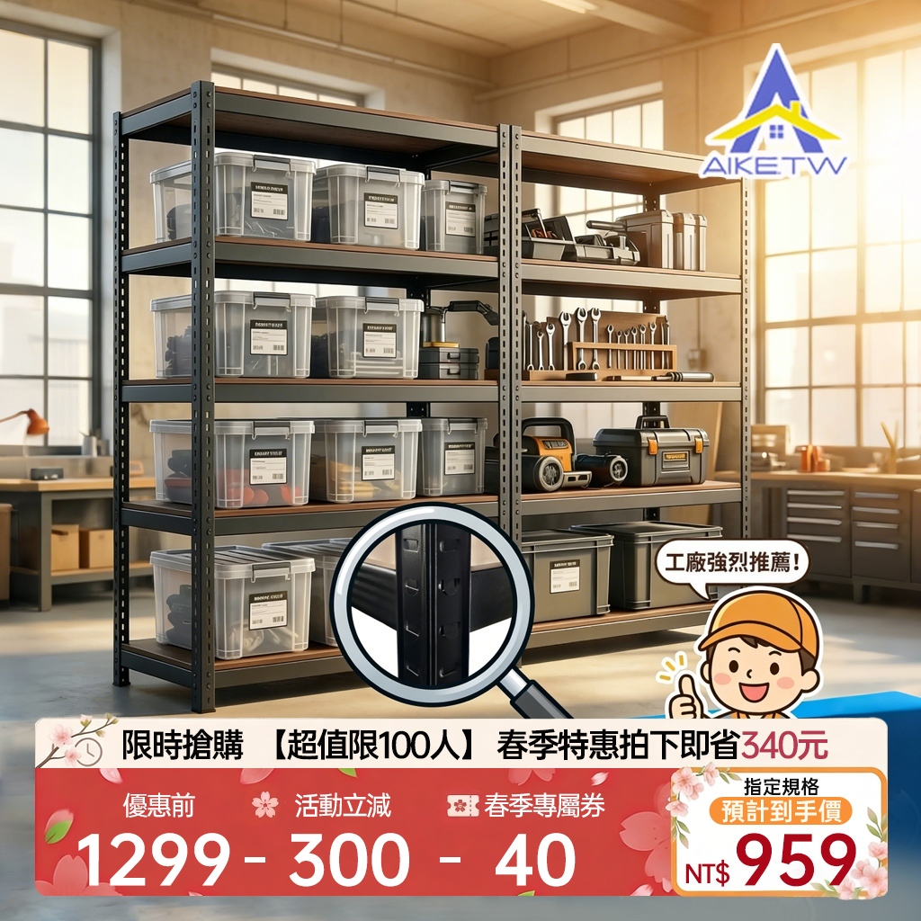 AIKE 多層耐重置物架 角鋼貨架 置物架 收納架 層架 工業風層架 貨架 商場貨架 倉庫架 書架 角鋼置物架