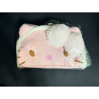 Hello Kitty 粉色 立體絨毛化妝包 萬用包 收納包 愛心拉鍊 20cm × 12cm